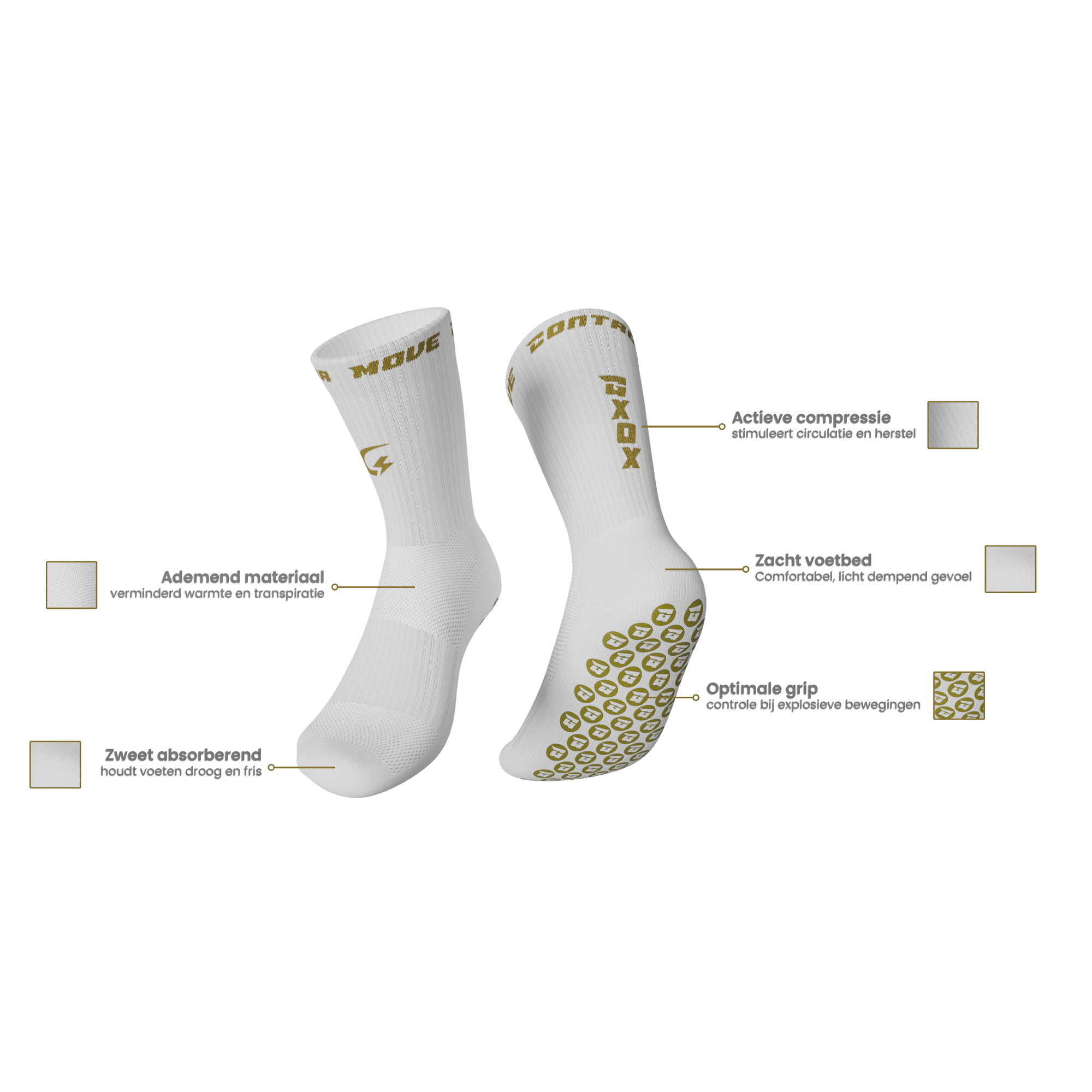 GXOX gripsokken USPs halflang wit (F)