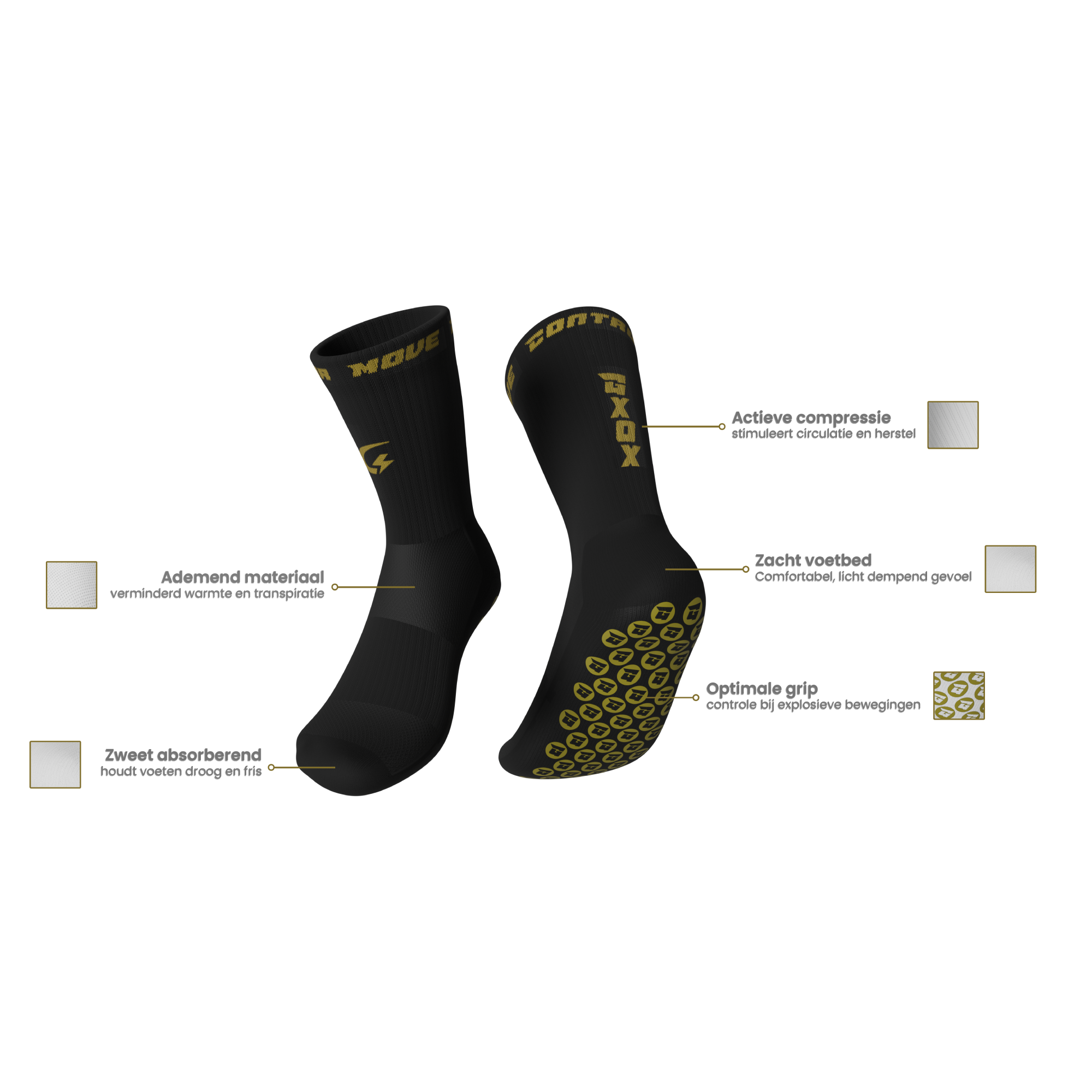 GXOX gripsokken USPs halflang zwart (F)