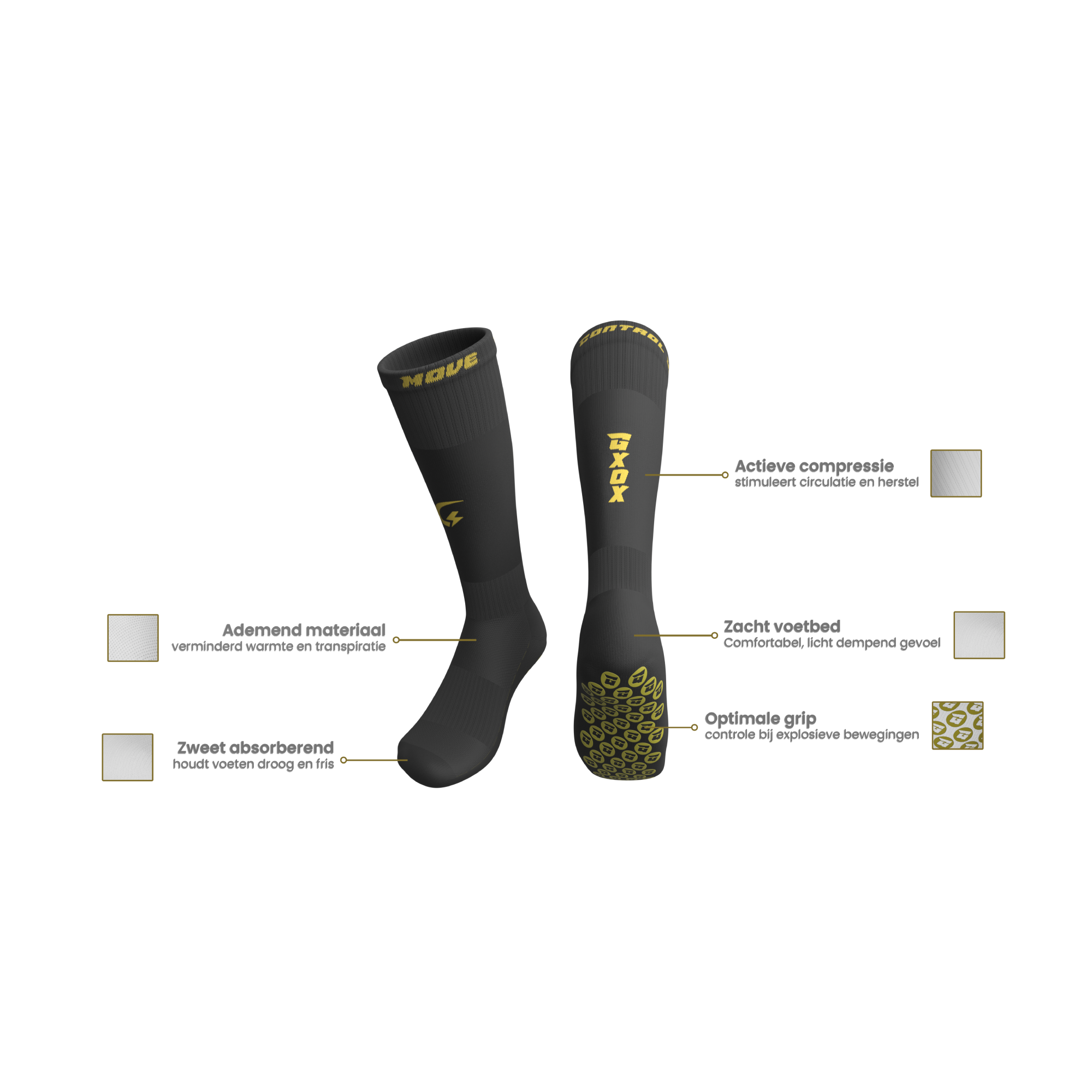 GXOX gripsokken USPs lang zwart (F)